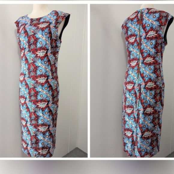 Womens Premise Multicolor Floral Midi Dress Women’s Size Large - Picture 3 of 4